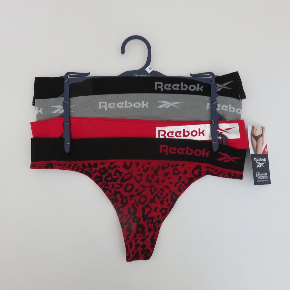 (#D-1) Reebok 4 pack Seamless Thongs Panties Underwear Size M